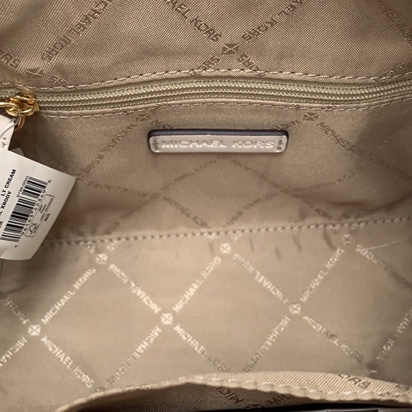 Michael Kors Carine Extra-Small Pebbled Leather Satchel Crossbody Light Cream - Picture 9 of 16